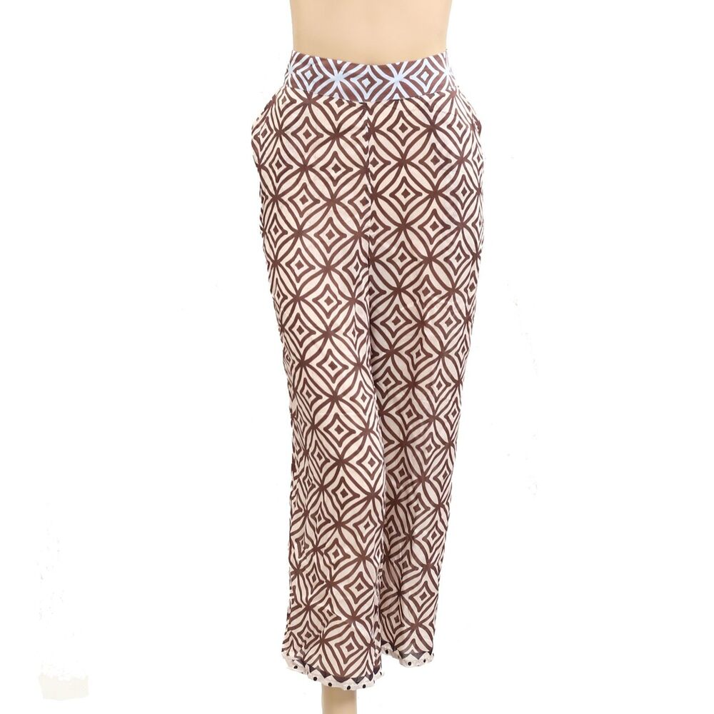 Alessia Santi High-Waisted Trousers Pants Print Pull-on Silk Pocket L-46 278349